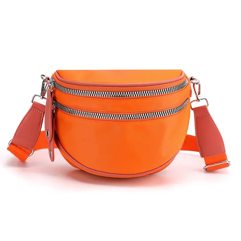 Elegant Solid Colour Waterproof Nylon Fanny Packs For Women Large Capacity Waist Bag Female Waist Pack Crossbody Chest Bag 2024