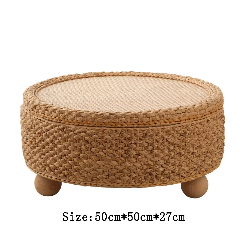 k*-Vine Woven Coffee Table,Modern Furniture,Tatami Tea Table,Living Room Sofa Side Table,Creative Tea Platform,Round Storage