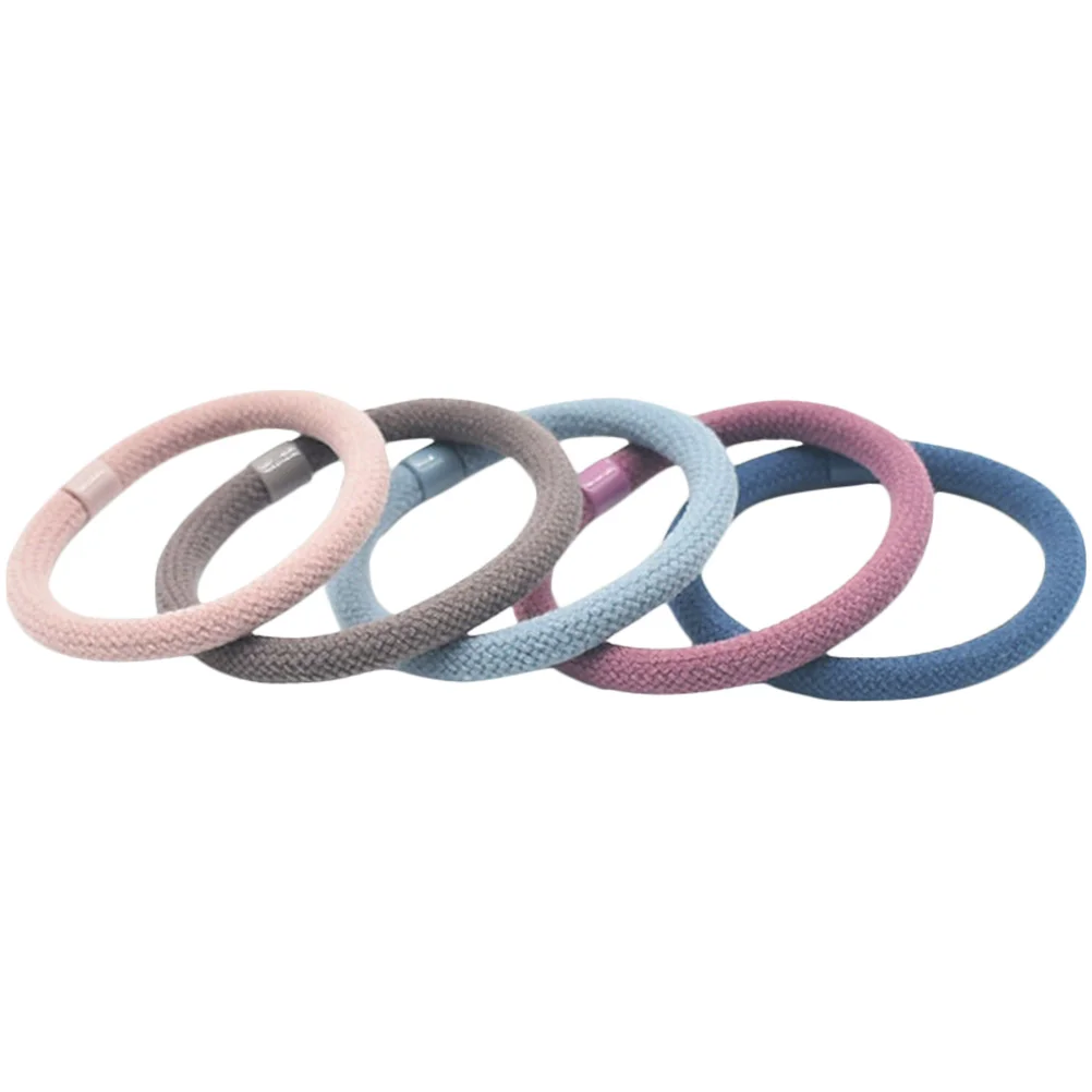 

5pcs Bold Circle Elastic Bands Ponytail Rope Multicolor Hair Accessories Women Girls Stylish Elastic Hair Bands