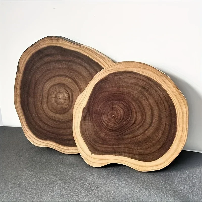 1 pc Round Wooden Cutting Board, Exquisite Acacia Cheese Board, Reversible Round Meat Cutting Board, Kitchen Accessories