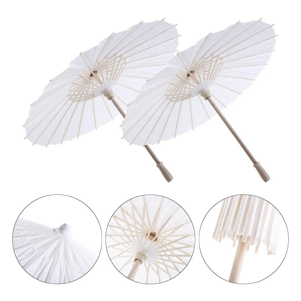 

Handmade for Baby Shower Wedding Birthday Long-handle Decorative Dance Prop Photography Prop Painting Supplies Paper Umbrella