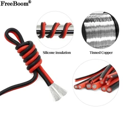 1~50m Heat-resistant Electronic Wire 30 28 26 24 22 20 18 16 14AWG 2Pins Flexible Silicone Rubber Tinned Copper Cable