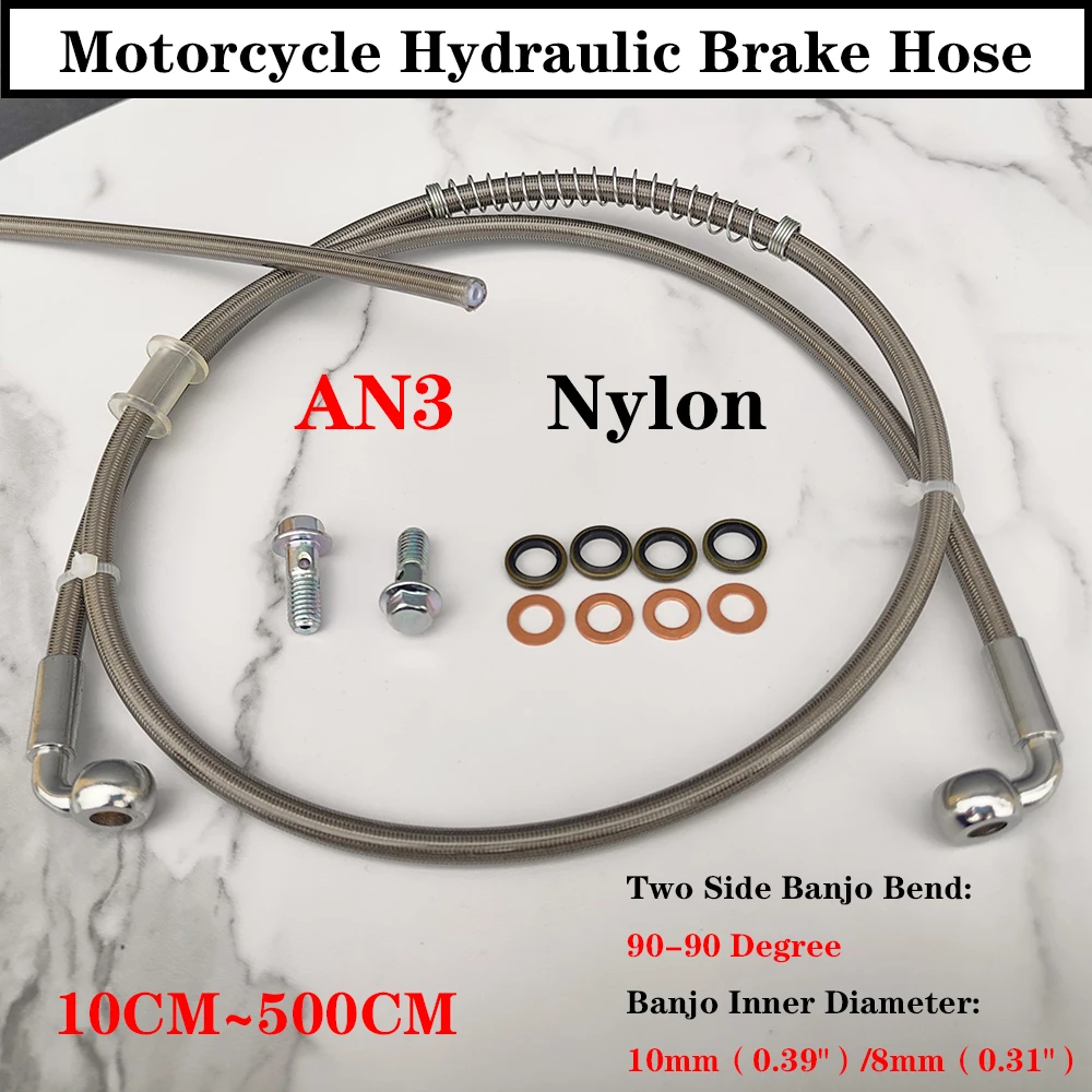 

Nylon 90-90 Degree Motorcycle Dirt Bike Braided Line Brake Hose Clutch Oil Pipe Hydraulic Banjo Pipe Universal Racing M8~M10