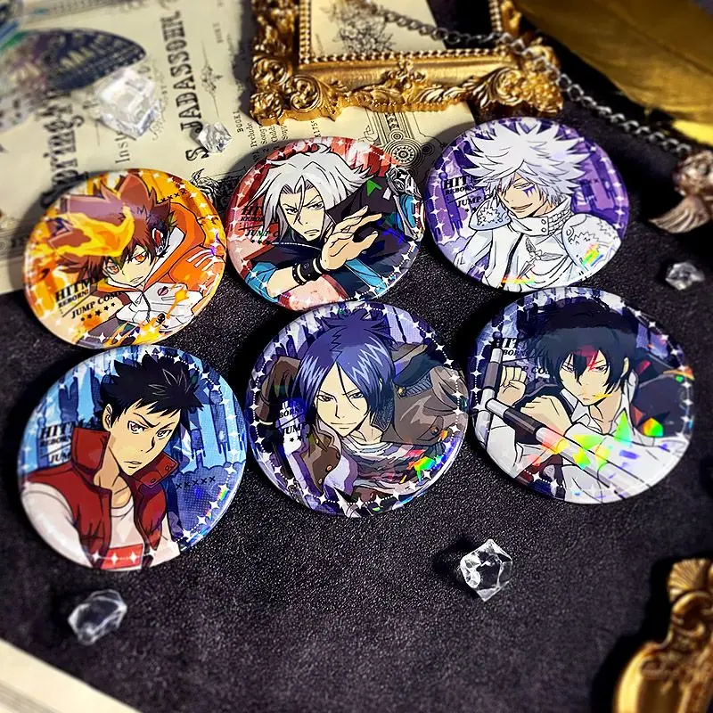 HITMAN REBORN! Rokudou Mukuro Lancia Belphegor XANXUS Q Version Button Metal Laser Brooch Student Clothes Backpack Badge Pins