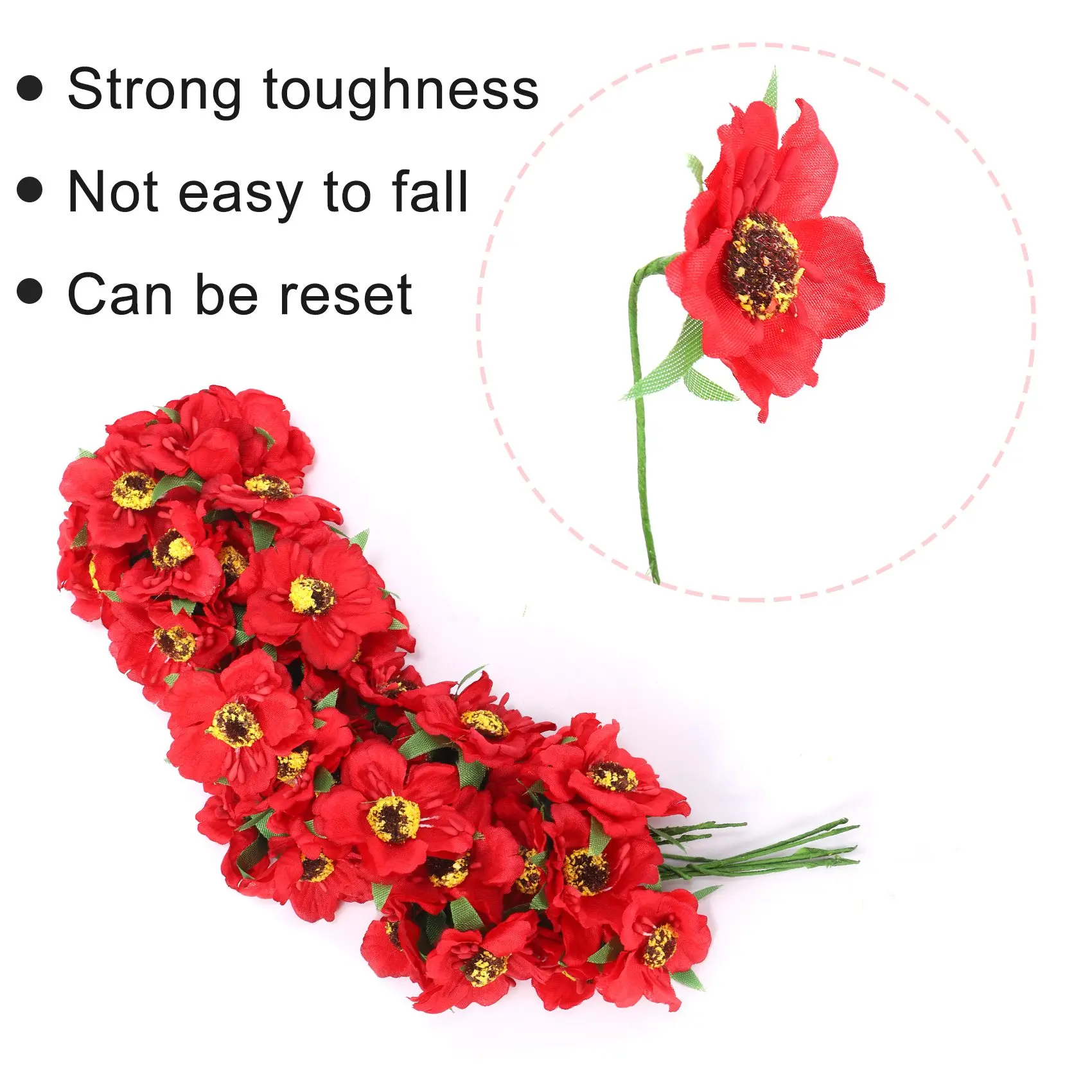 Neue hochwertige Seide Kamelie 5 cm 60 teile/los Mais handgemachte kleine Hochzeitsdekoration (rot)