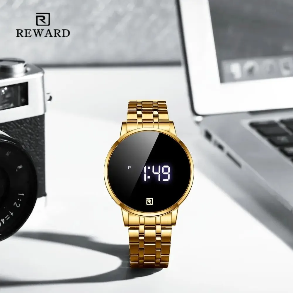 

REWARD RD51001M Quartz Touch Screen Men's Watch Multi Functional Steel Belt Calendar Waterproof Luminous Watches for Men Relógio
