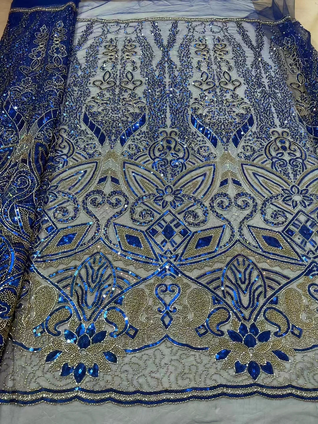 Tissu Africain de Luxe en Dentelle à Paillettes pour Robe de Mariée NigWin, Broderie Française de Haute Qualité, 2023