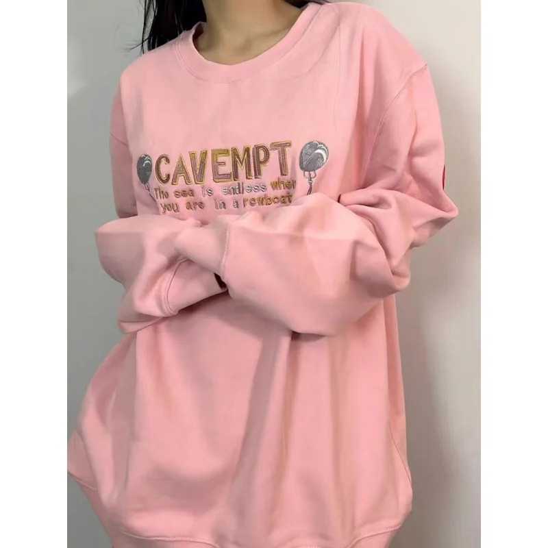 

Pink Balloon Embroidered Round Neck Pullover C.E Sports Shirt for Couples Cavempt Hoodie Oversized Casual Sweatshirts
