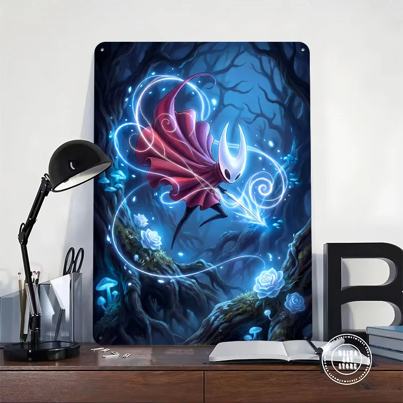 Hornet From Hollow Knight in Forest Poster Retro 3D Printed Metal Signs Customized Wall Hanging Gift for Room Decoration Cozy