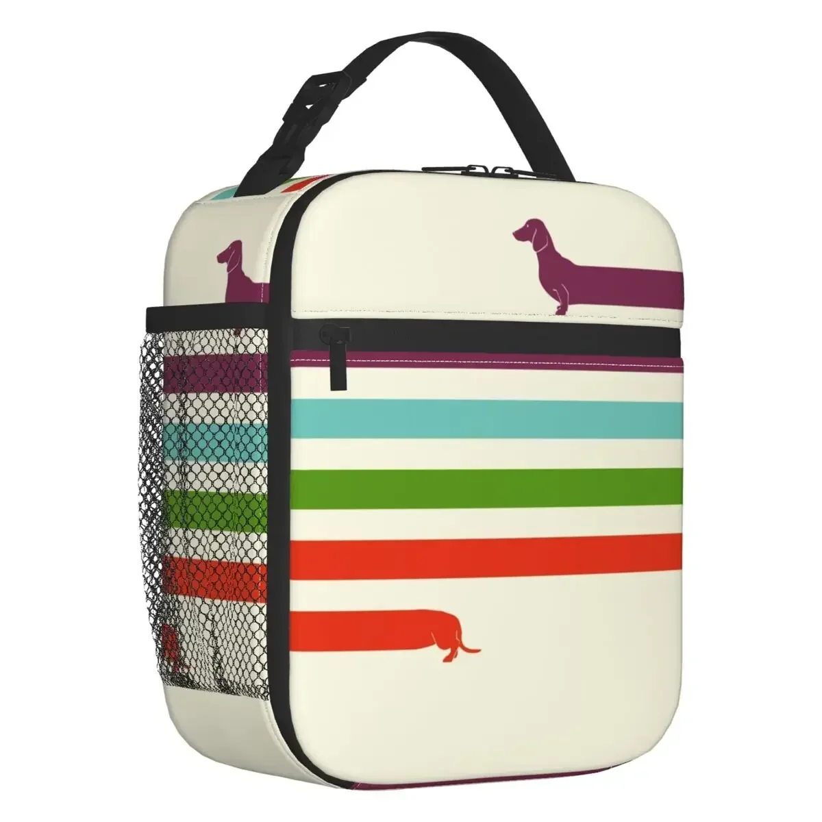 

Custom Christmas Dachshund Dog Pattern Lunch Bag Men Women Cooler Warm Insulated Lunch Box for Adult Office