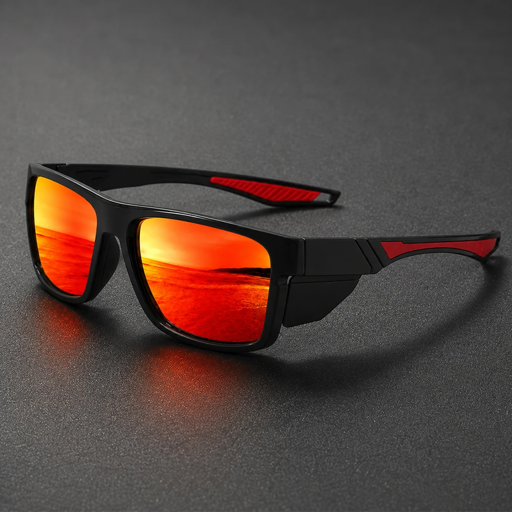 Tarnfarben Polarisierte Sportsonnenbrille für Männer UV400 Blendschutz Spiegelglas für Autofahren, Angeln, Radfahren, Outdoor, Winddichte Sonnenbrille – Detail 6