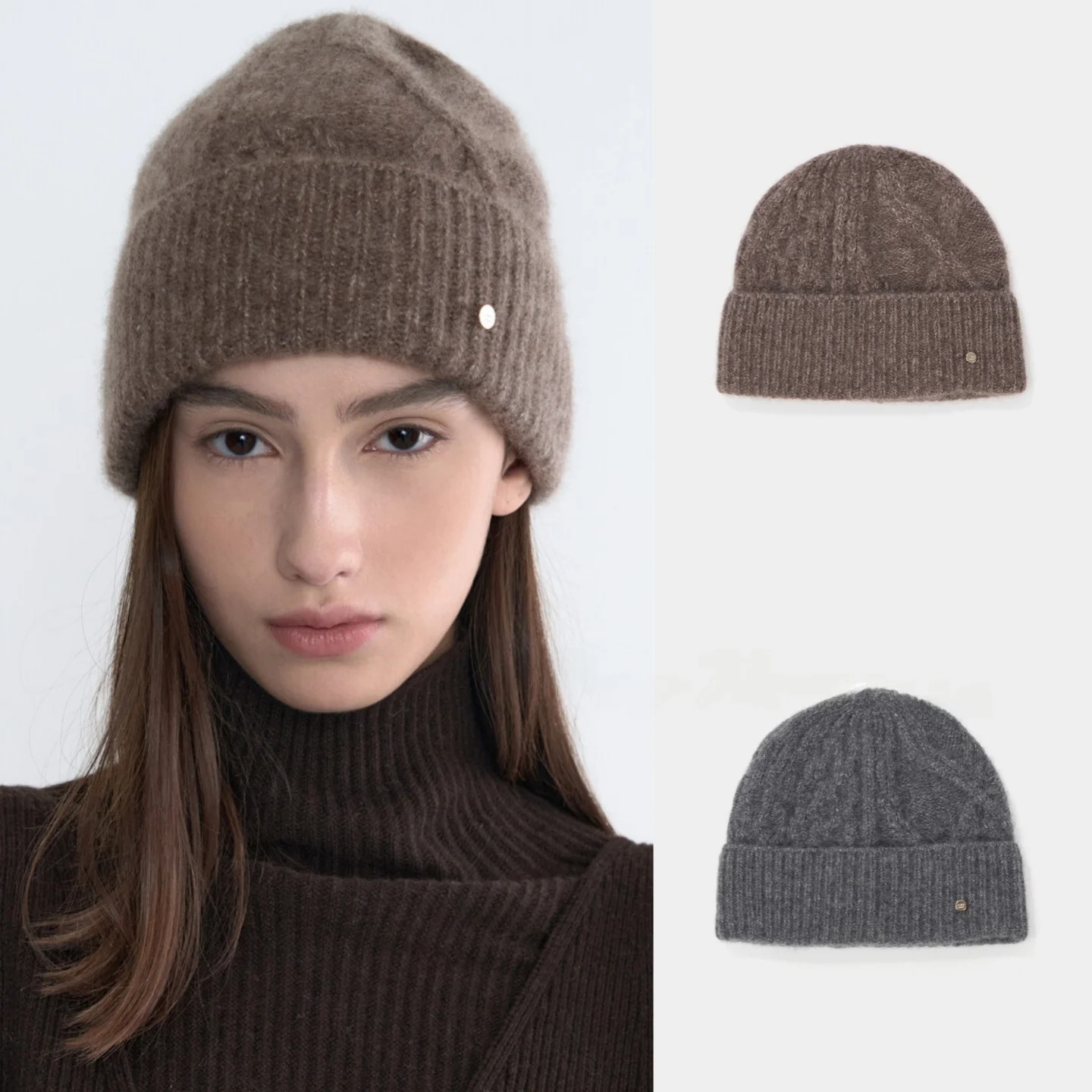 

High-End Knitted Woolen Hat for Commuting Ear Protection Warm Face Slimming Versatile Winter Knitwear Korean Style Color