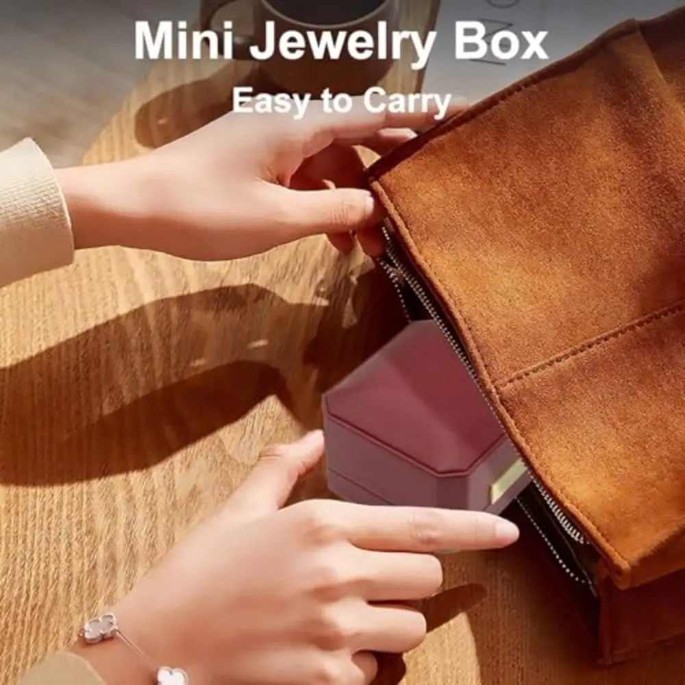 Luxury PU Leather Jewelry Packaging Box Gold Buckle Round-cornered Ring Storage Box Premium Leather Box Jewelry Display