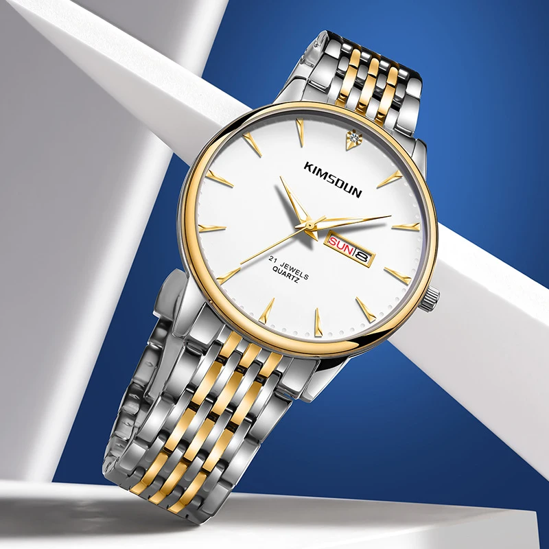 New Men's Quartz Watch B-589 Business Men's Wrist Watch 3ATM Waterproof Watches Stainless Steel Ban