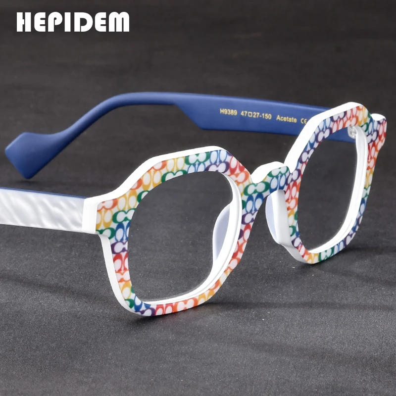 hepidem-男性用高級メガネ大きなデザイナーフレーム大判眼鏡日本製手作り9389