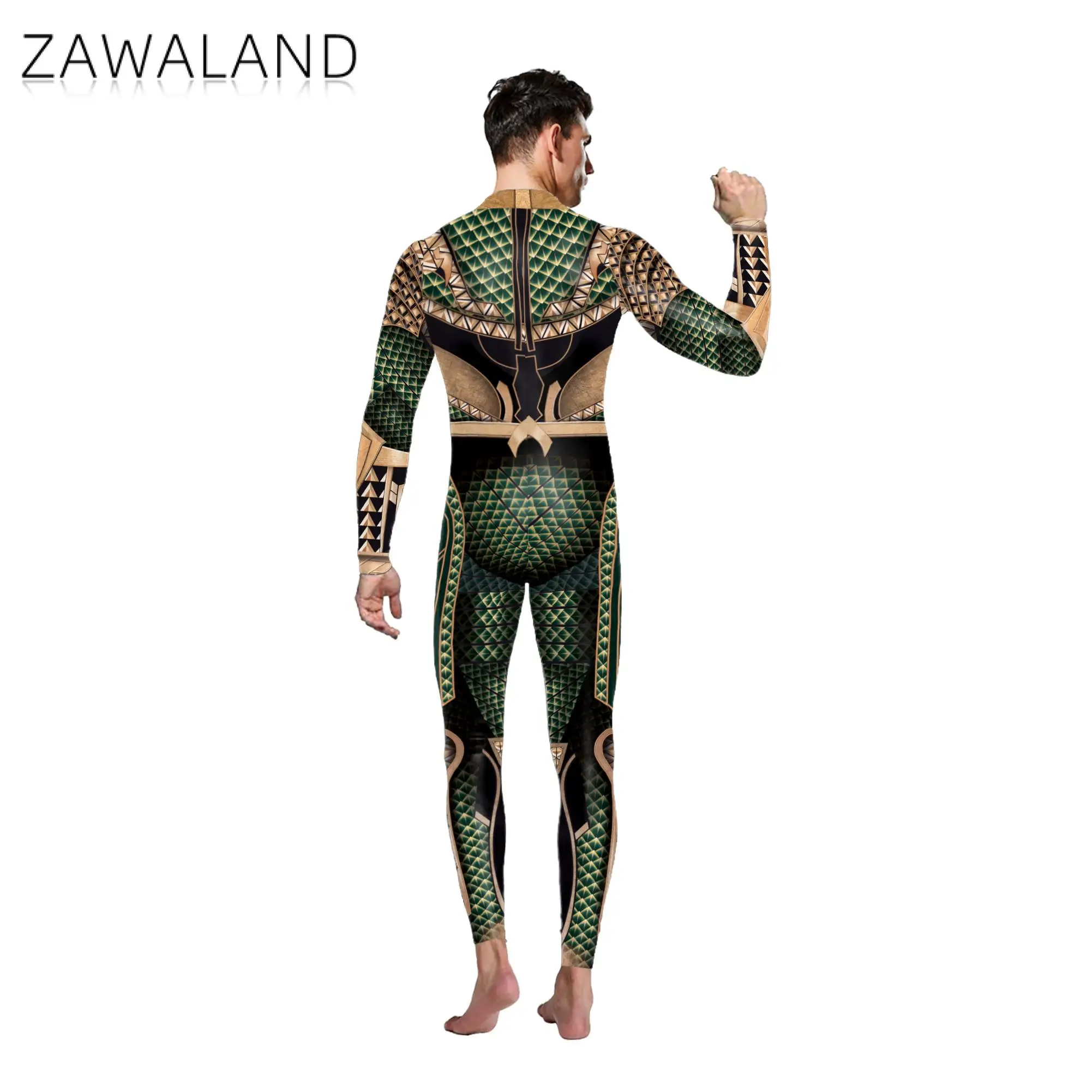 Zawaland-Mono de Cosplay de Halloween para hombre, mono Zentai con estampado 3D de película, Catsuit elástico de licra, ropa de manga completa