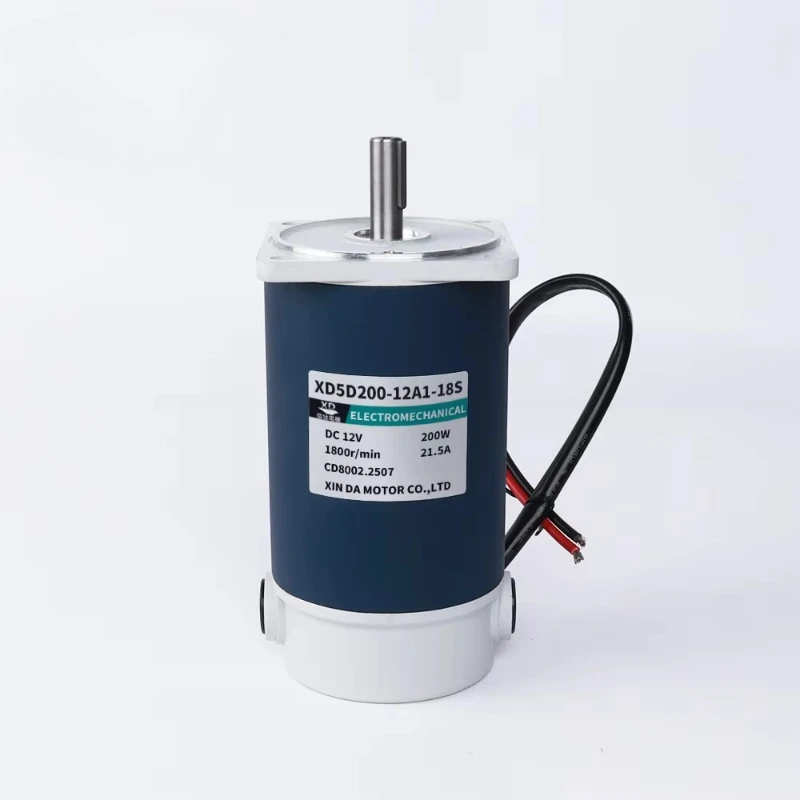 High-speed 12V/24v DC motor 200 watts, with strength 3000 rpm positive and reverse speed adjustable brush commutation, suitable