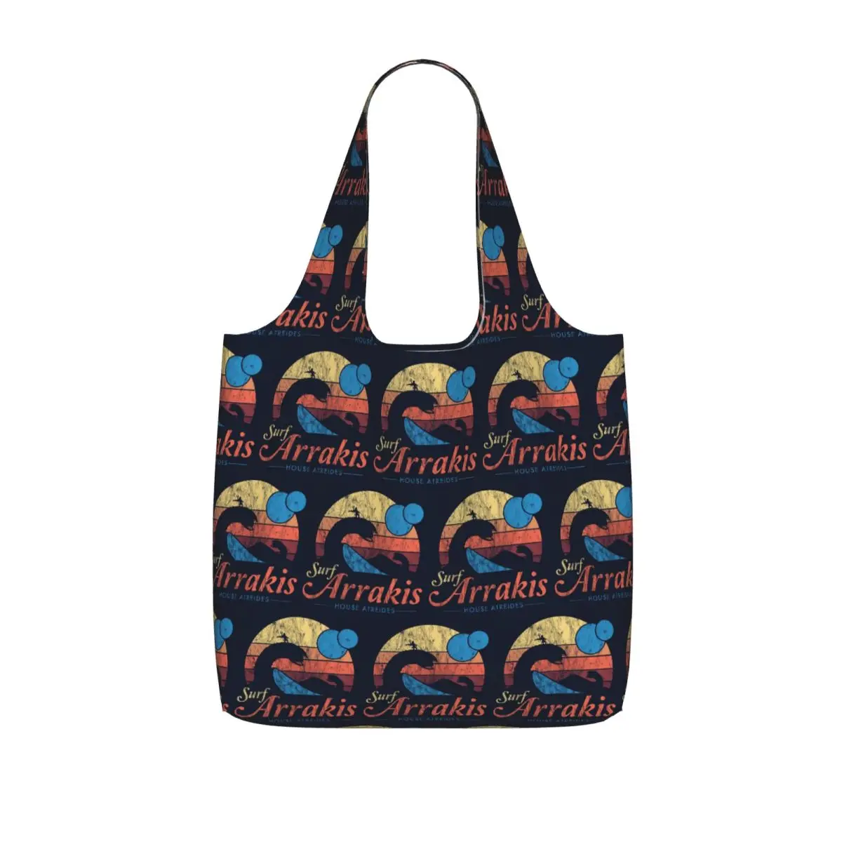 Visit Arrakis Distressed Surf Dune Sci Fi Shopping Tote Bag Canvas Large Capacity Shoulder Bags Shopper Grocery Handbag