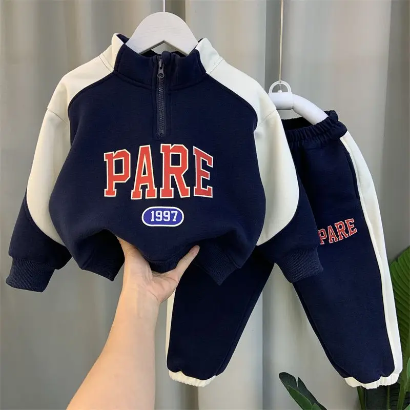 Boys' Sports Set Spring and Autumn New Style Baby Trendy Clothes Children's Casual Hoodie Pants 2-piece Set