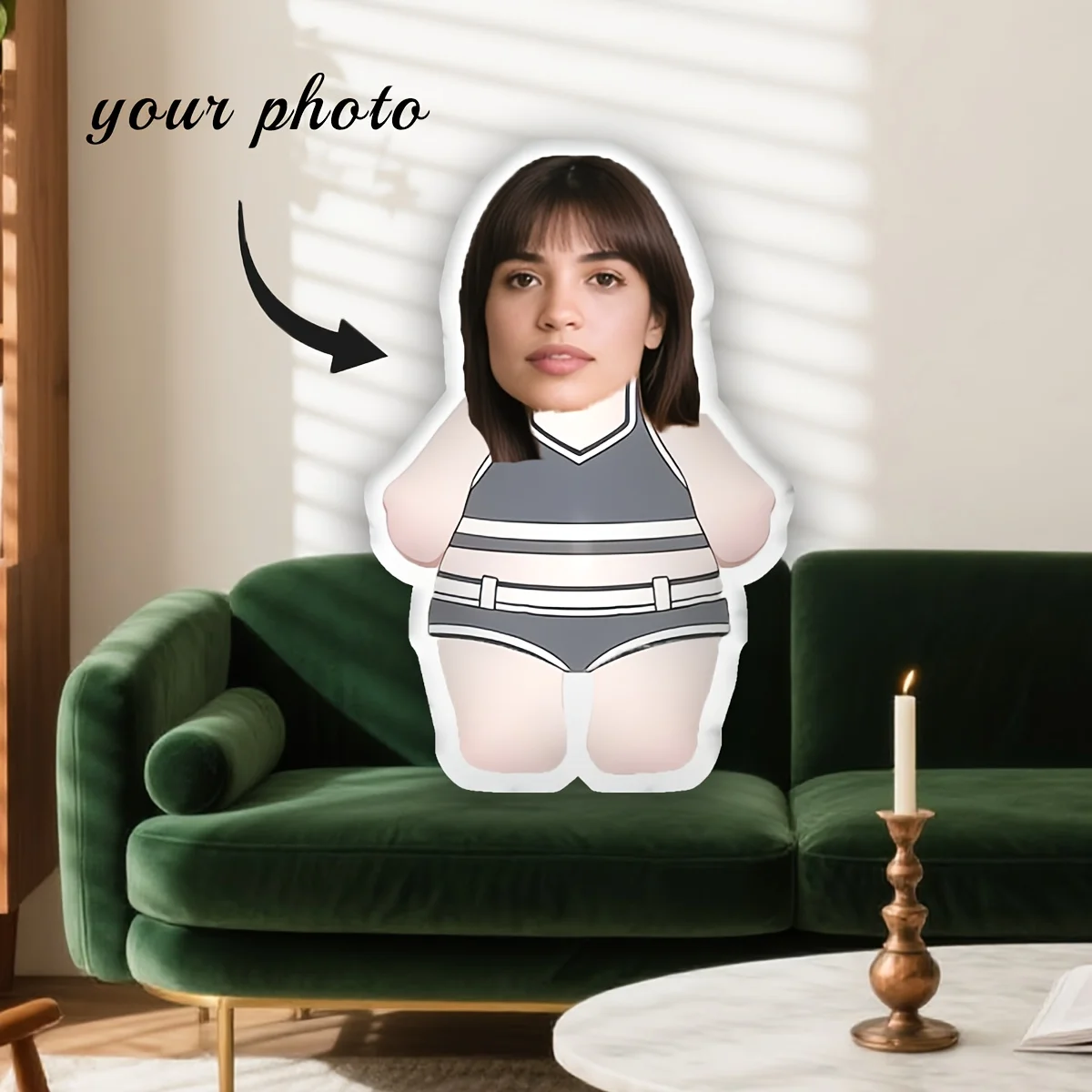Customized Pillow 1pc Photo Pillow Human Portrait Striped Swimsuit Bikini Design Customized 3D Double sided Printed Pillow Model