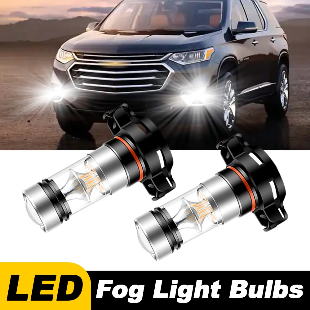 2PCS For Chevy Traverse 2018 2019 2020 LED Car Front Fog Driving Light Bulbs DRL Lamps 2504 PSX24W 12276 Error Free Accessories