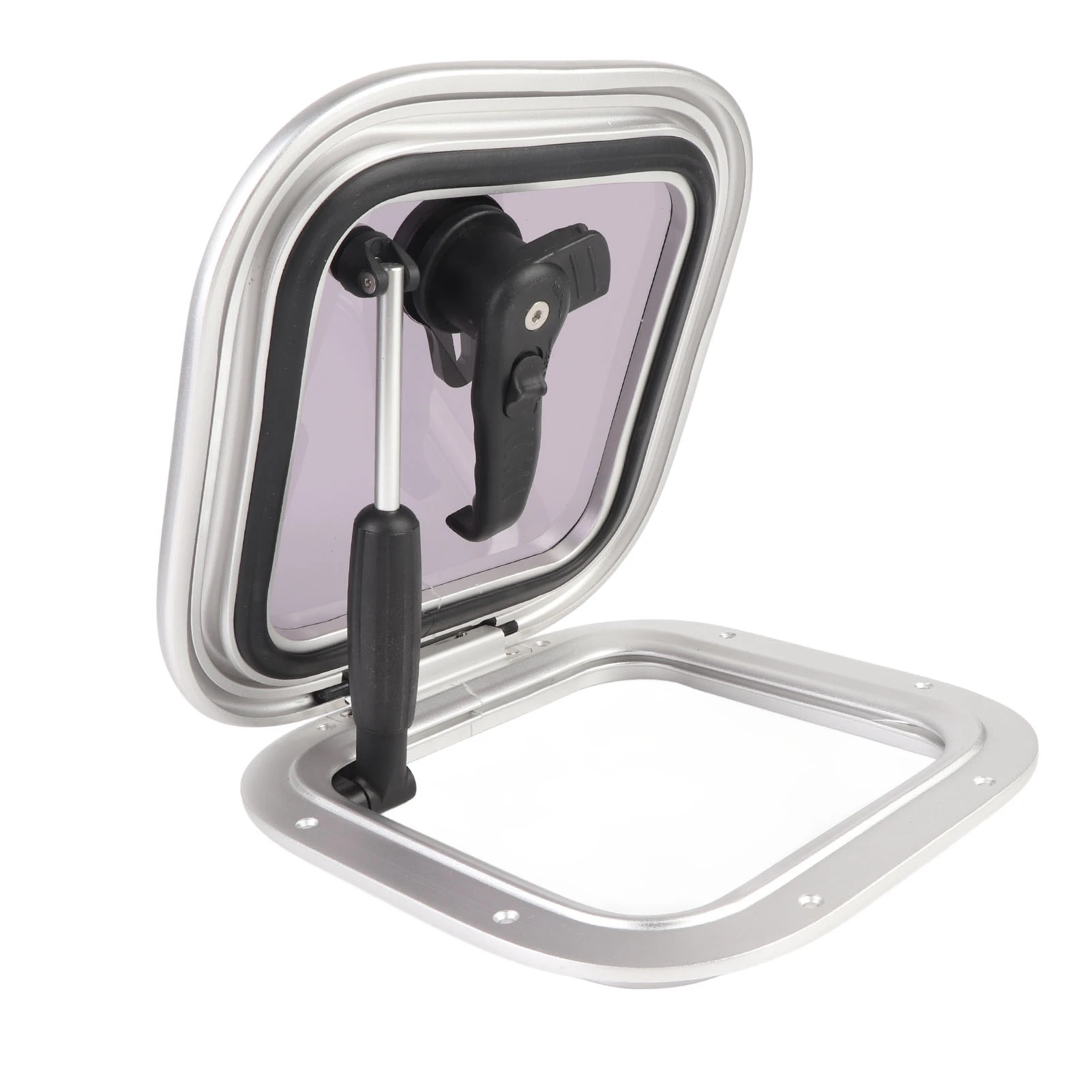 

Boat Hatch Window 211 X 211mm Grey Square –Push Out Skylights With Stainless Steel Support Rod for Yachts RV,Durable Marine Part