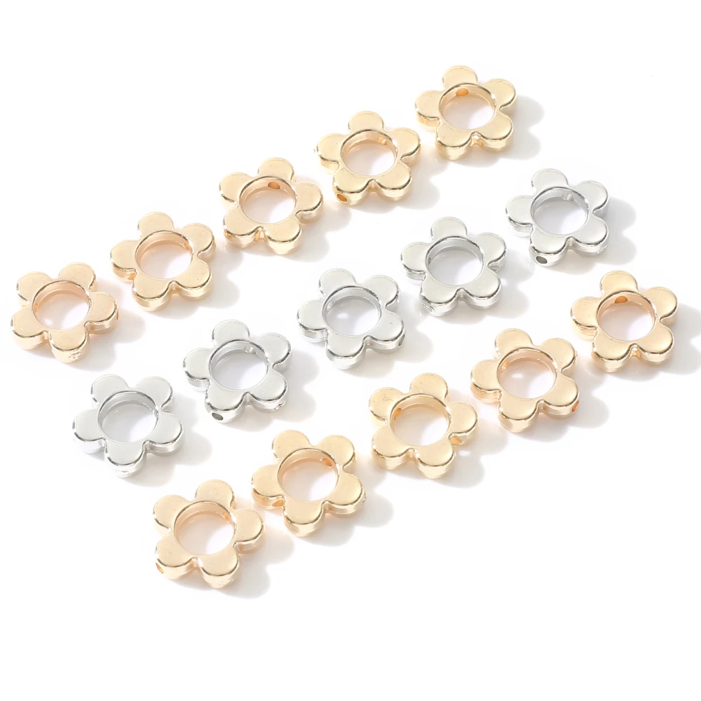 100Pcs 14x15mm Plastic CCB Beads Gold Silver Color Flower Skeleton Beads For Jewelry Making DIY Handmade Necklace Bracelet