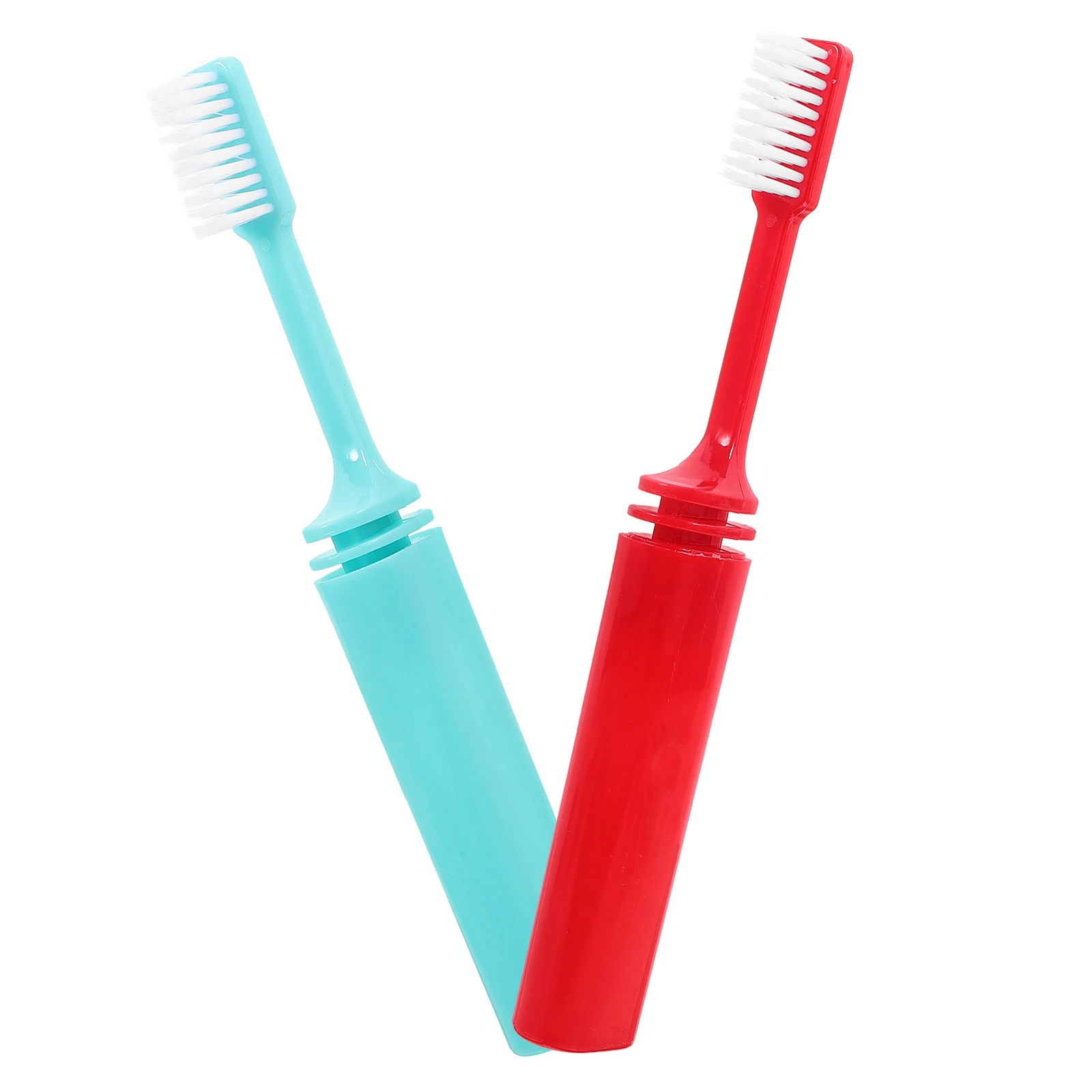 

2Pcs Portable Toothbrush Foldable Travel Toothbrush with Hard Tube Design for Camping Hiking School Use Fiber Bristle