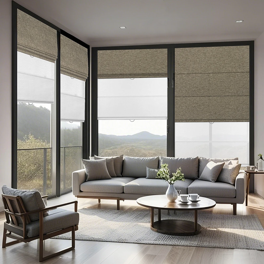 Two-in-one Double-layer Roman Blinds 2025 New Product, Beautiful, Luxurious and Easy to Install in the House and Office