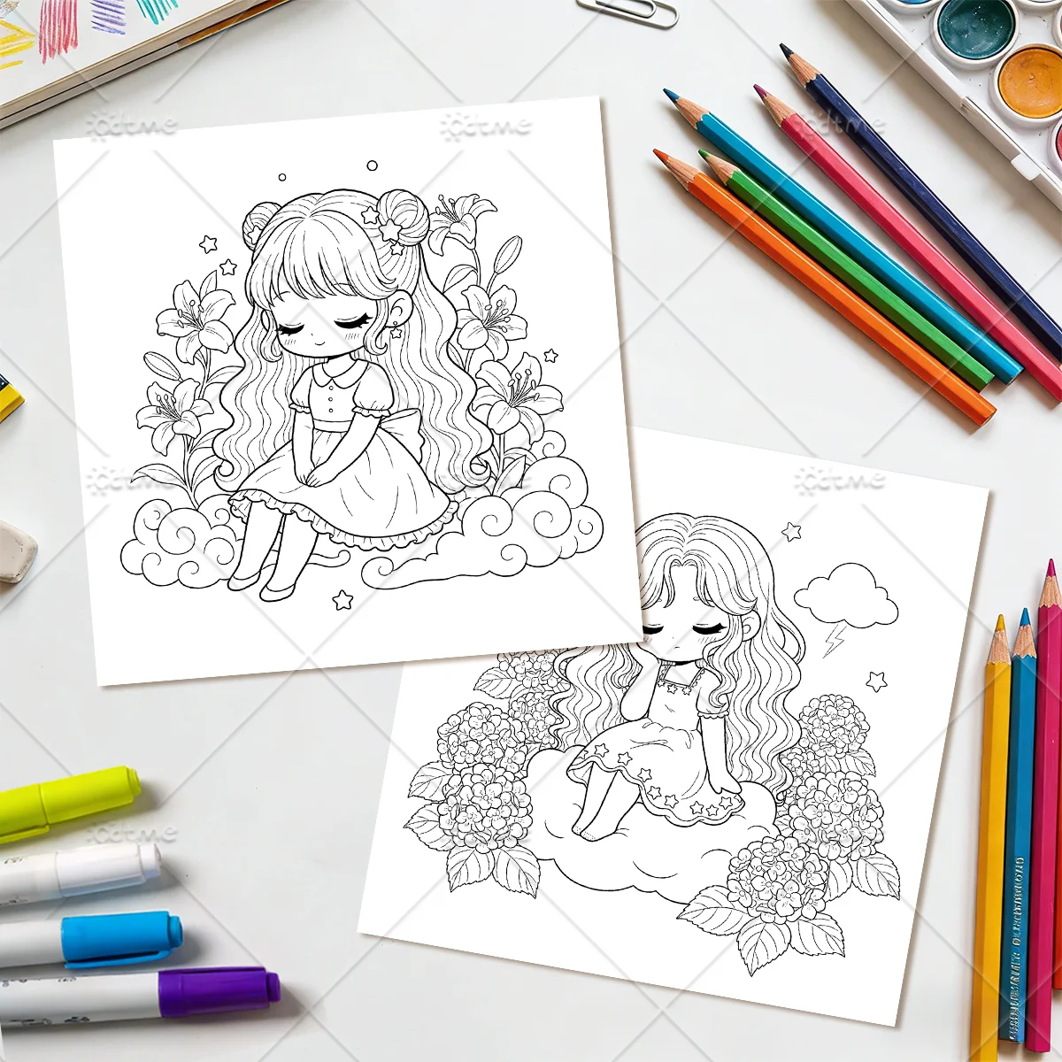 Anti-Angst Anime Kawaii Mädchen Malbuch für Erwachsene DIY Mal- und Zeichenkunst-Aktivitätsbuch Perfektes Geschenk zur Entspannung – Detail 8