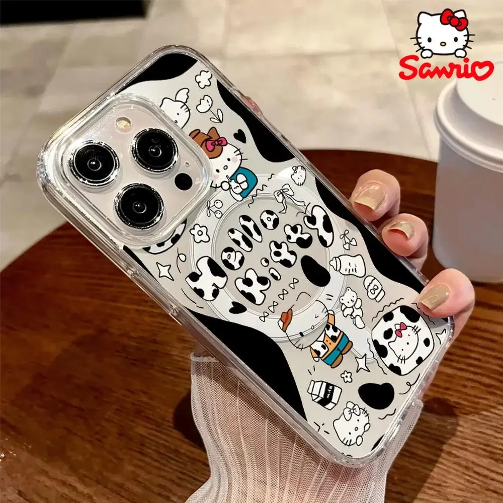 كيتي كات جراب هاتف منع السقوط آيفون 16/15/14/13/12/11 امرأة آيفون حافظة سانريو Kt لطيف ملحق مرحبا كيتي 2025 جديد