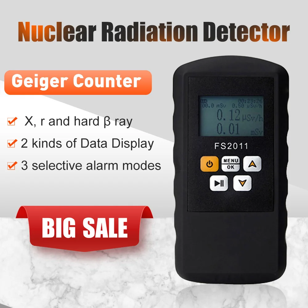 

FS2011 Digital Large Screen Nuclear Radiation Detector Handheld Portable Geiger Counter X R And Hard Β Ray Detection Marble Tool