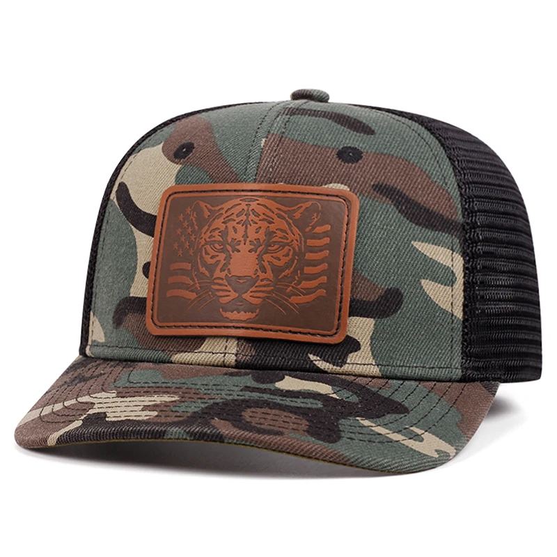 2025 Fashion New Mesh Hat Richardson Label Leopard Printed Street Hip Hop Hat Outdoor Leisure Sunshade Hat Unisex Baseball Hat