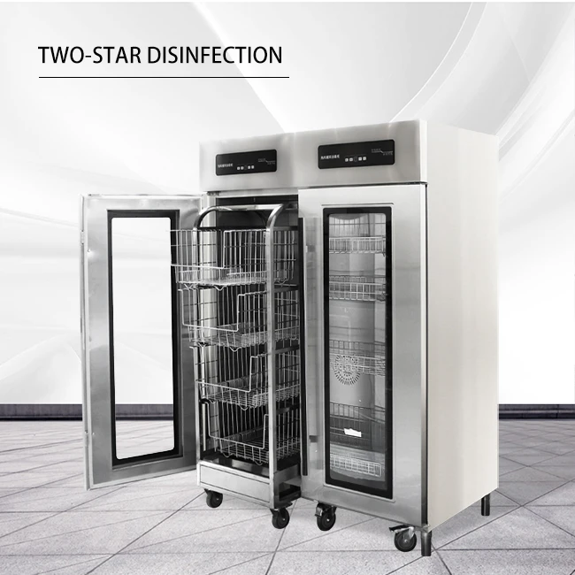 عربة لوحة لمطاعم الفنادق والولائم وأبواب زجاجية مزدوجة وخزانة تطهير كهربائية من الفولاذ المقاوم للصدأ مع لمسة