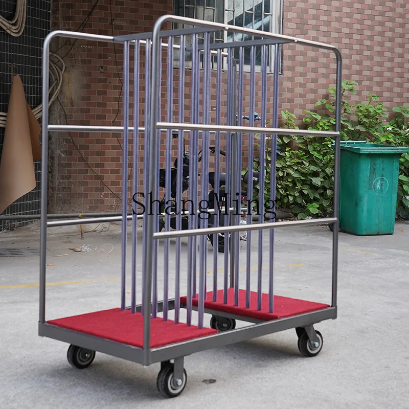 SM Glass Turntable Cart Restaurant Banquet Transportation Storage Trolley Hotel Lobby Transporter