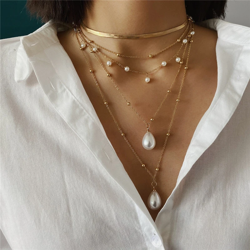 Turkish Evil Eye Palm Hamsa Hand Pendant Necklace For Women Vintage Gold Color Multilayer Chain Elegant Stacking Choker Jewelry view 5