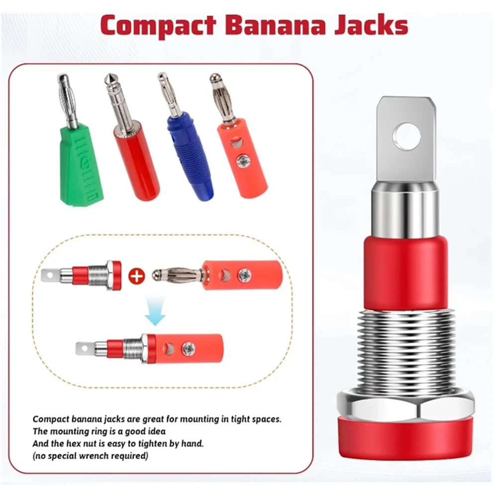 (ABGQ) 4mm Banana Jack Female Panel Mount Banana Socket Binding Post Adapter for 4mm Banana Plug Connectors