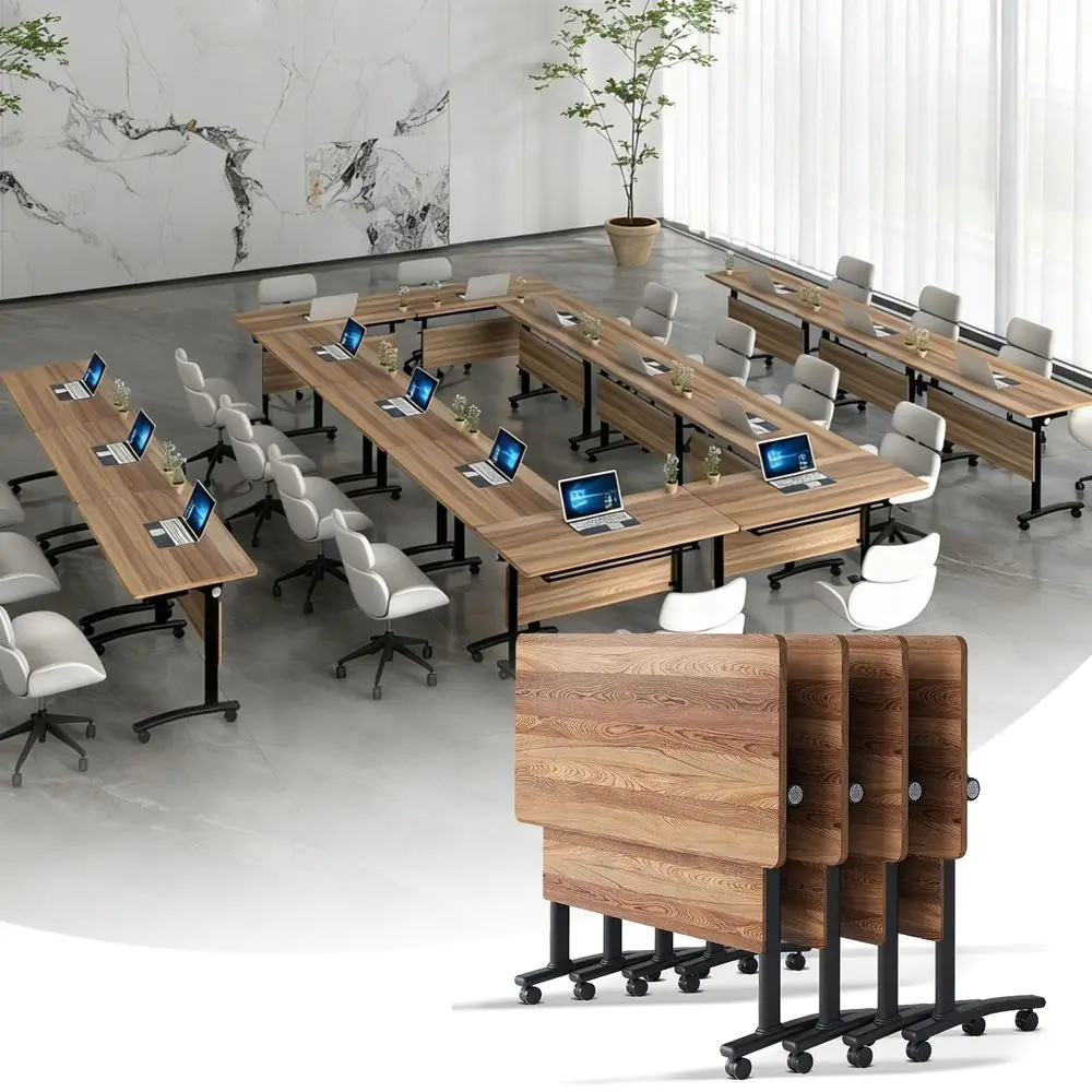 

Pack Folding Conference Room Table, Modern Conference Tables with Wheels for Office Classroom,55.2in FlipTop Portable Training