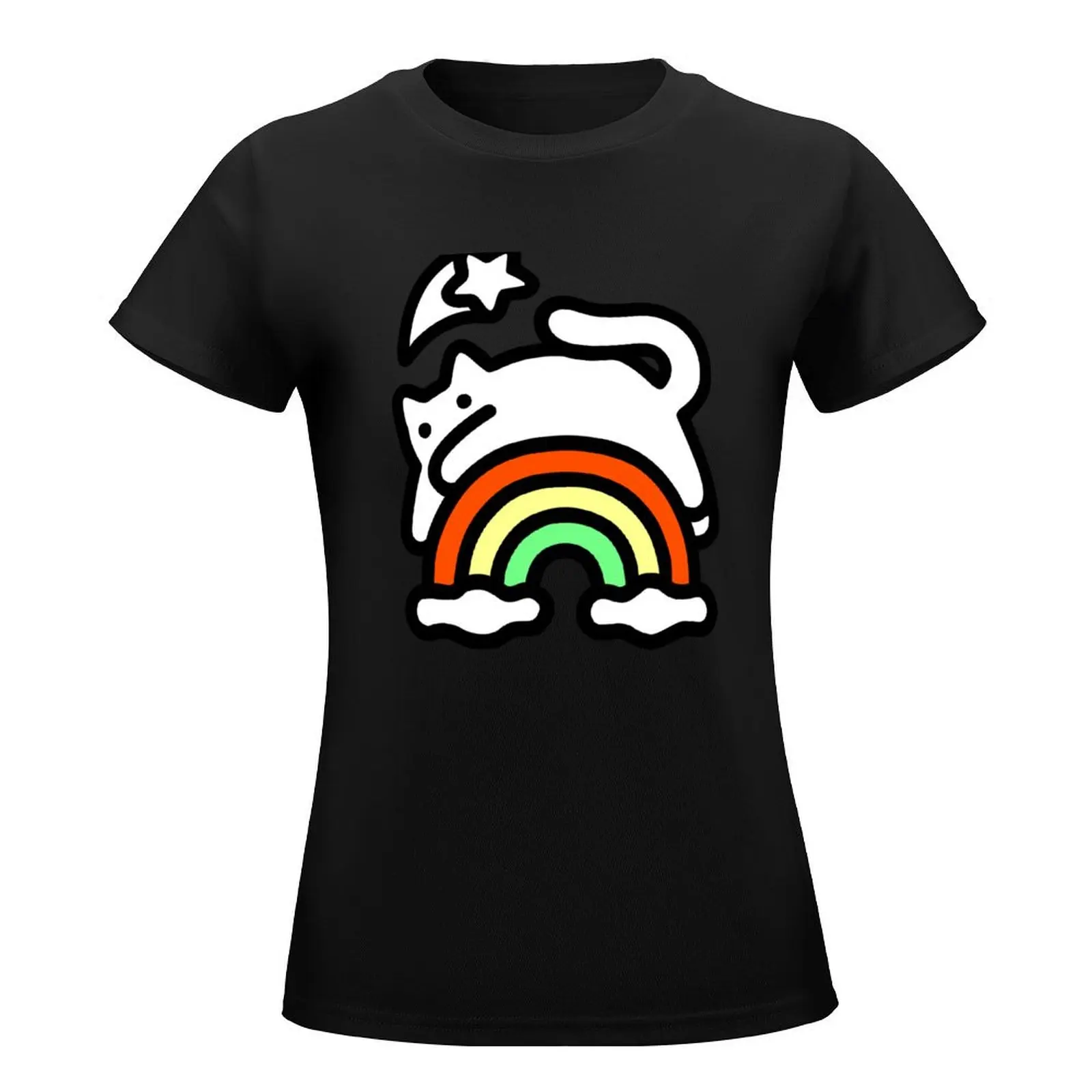 Rainbow Cat T-Shirt shirts graphic tees aesthetic clothes plus size tops tees t-shirts for Women graphic tees funny