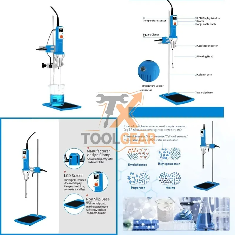 2026hotsale* Lab Rotor Stator Homogenizer Cream Dairy Honey Toothpaste Emulsion Silverson Small Scale Homogenizer Mixer