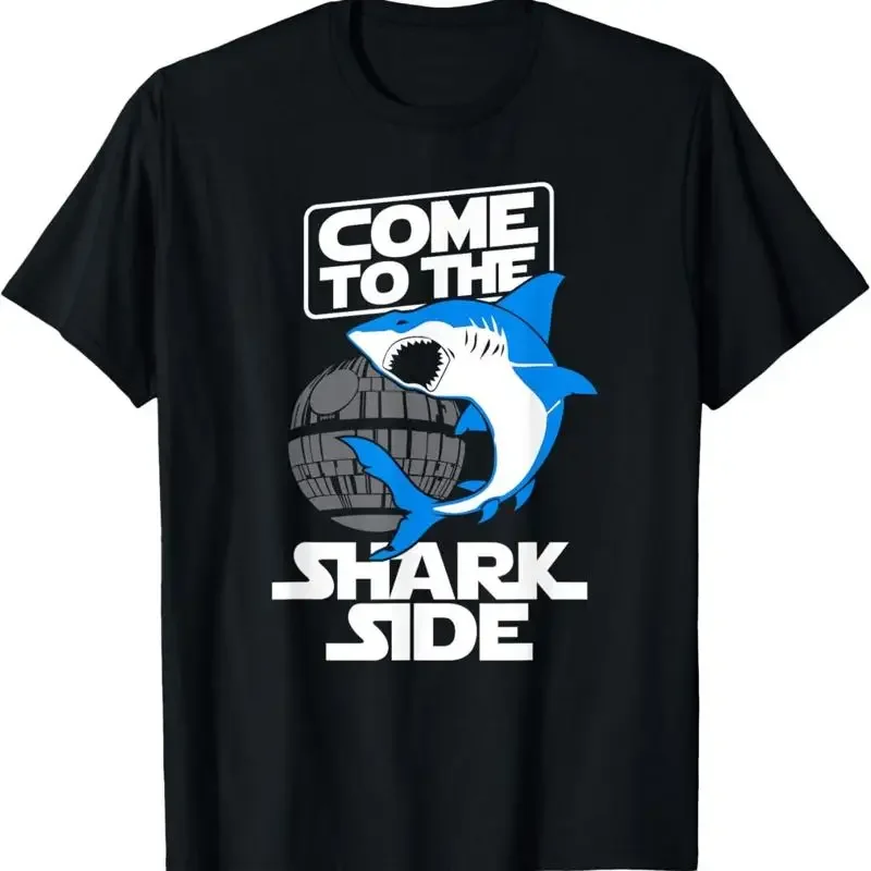

Come To The Shark Side Death Star Graphic Tee Funny Shark Lover T-Shirt Men