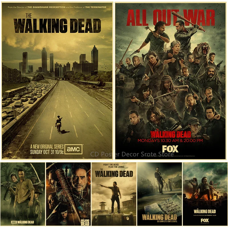 Classic TV Play The Walking Dead Plakat Retro Wydruki Obraz Vintage Dom Salon Bar Cafe Decor Estetyczna Sztuka Malarstwo Ścienne