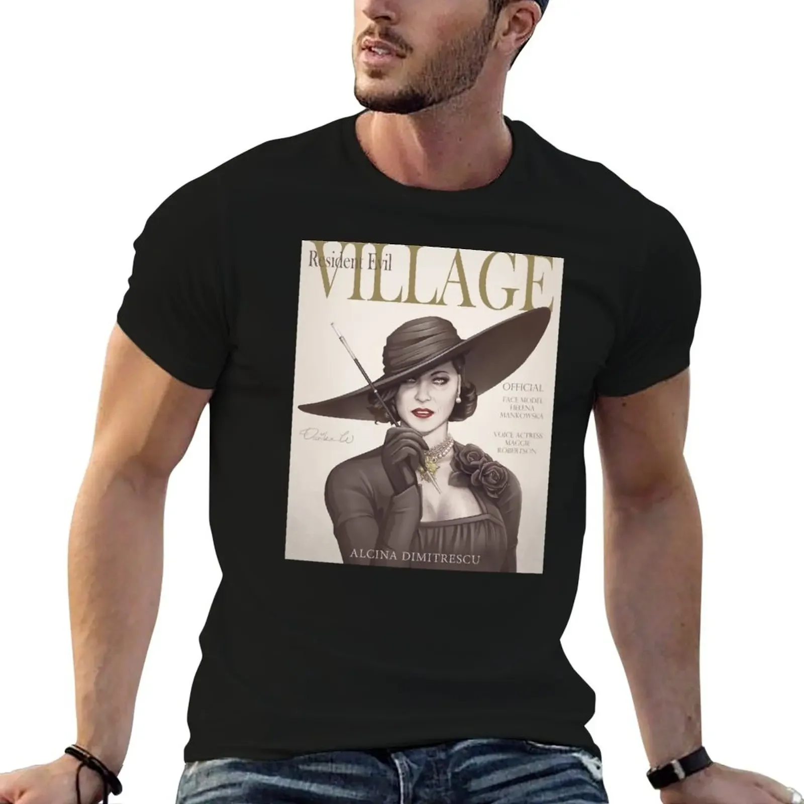 Lady Dimitrescu magazine cover T-Shirt summer tops vintage anime shirt t shirt men 100℅ cotton