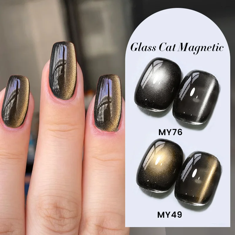 BORN PRETTY 2Pcs/Set 10ml Black Glass Cat Magnetic Gel Ultra Shine Semi Permanent Soak Off UV Gel Nail Art Varnish