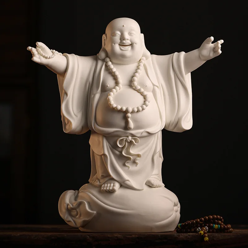 Ceramic Belly Maitreya Buddha Bodhisattva Wealth Calling Buddha Statue Ornament Living Room Entrance Office Decoration