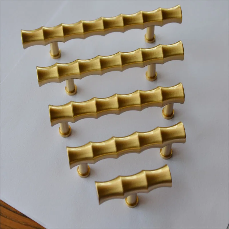 Creative T-Bar Brass Door Handle Nordic Furniture Bamboo Handles and Knobs for Cabinet Kitchen Cupboard Drawer Pulls Hardware