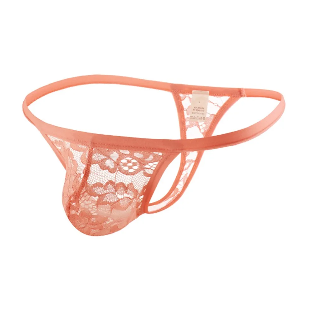 ملابس داخلية مثيرة للرجال من الدانتيل ثونغ للرجال شفافة من خلال Tanga Hombre G-String ملابس داخلية شفافة سراويل تحتية على شكل حرف T من الخلف