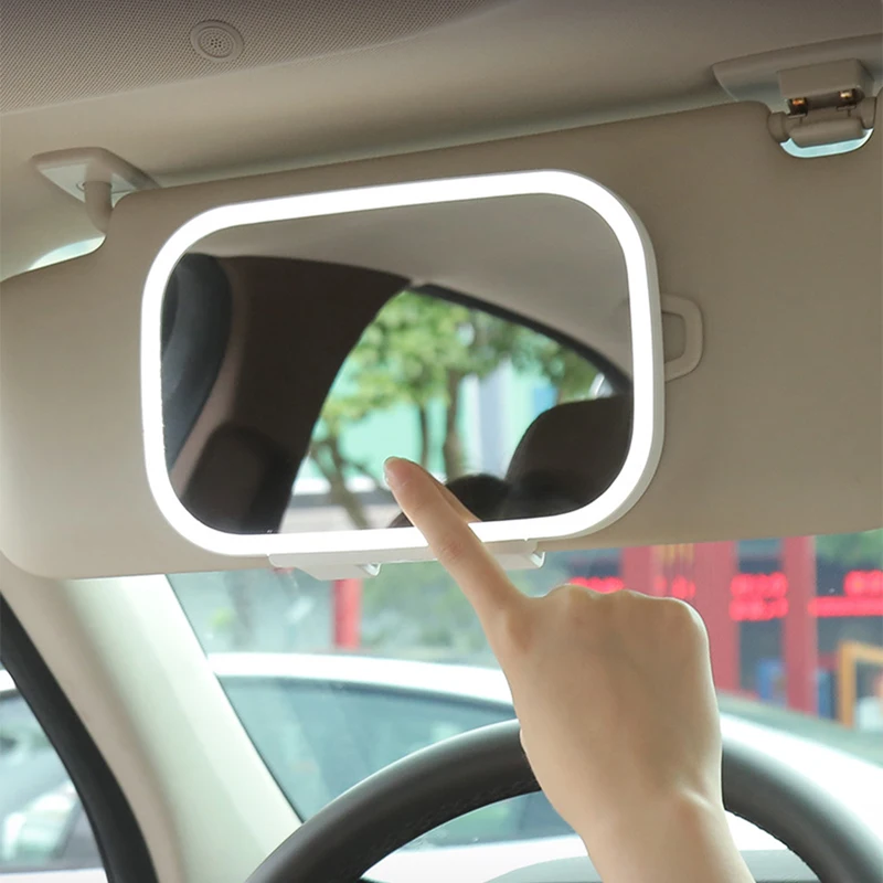 

LED Car Sun Visor Mirror Touch Dimming Makeup Vanity Mirror Electric Sun-Shading Baby Auto Rear View Mirror Interior Accessories