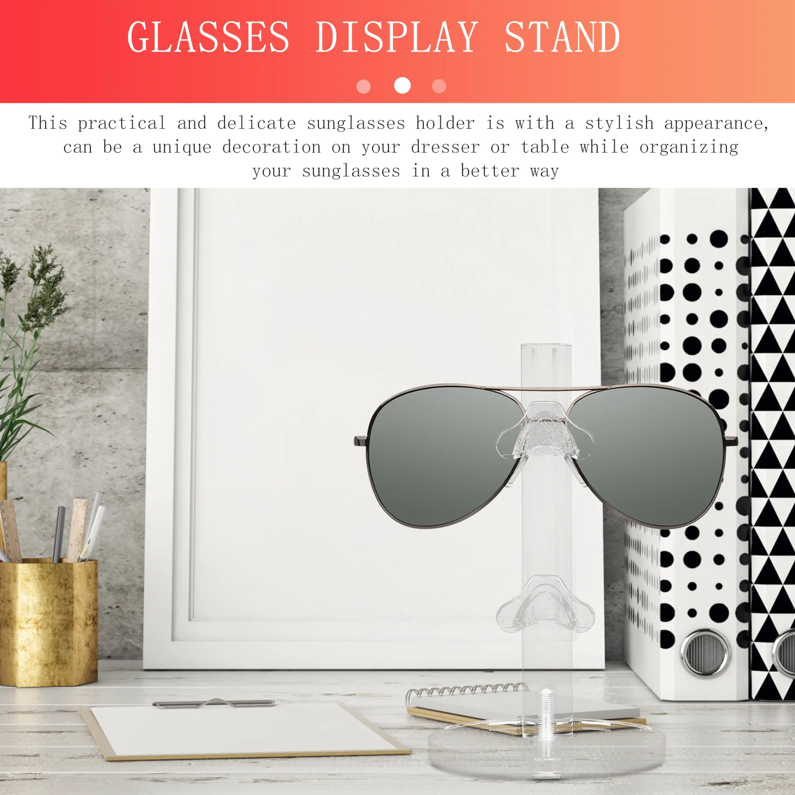 

Glasses Display Rack Clear Plastic Durable Eyewear Organizer Stable Base Sunglasses Eyeglasses Display Holder Counter Table