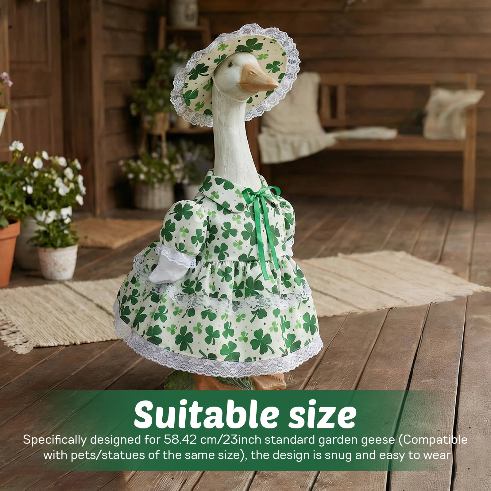 Spring Porch Goose Outfit Summer Outdoor Yard Lawn Goose Costume Yard Goose Clothes Skirt Statue Costume Patio Garden Decoration